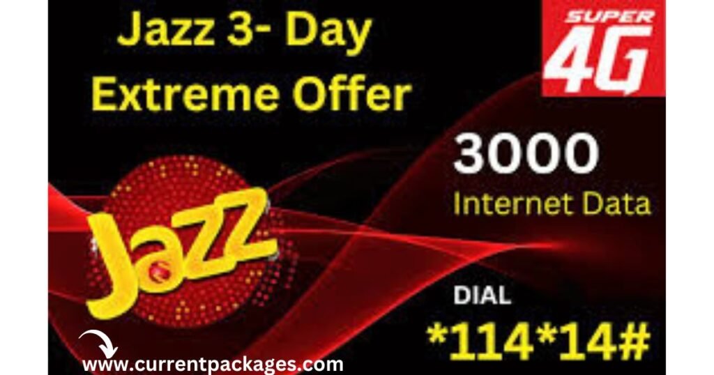 Jazz 3 Day Extreme 3000 MB Offer Details